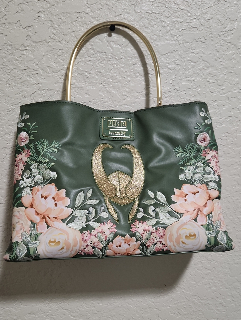 Loungefly Marvel Loki Green Floral Handbag.
